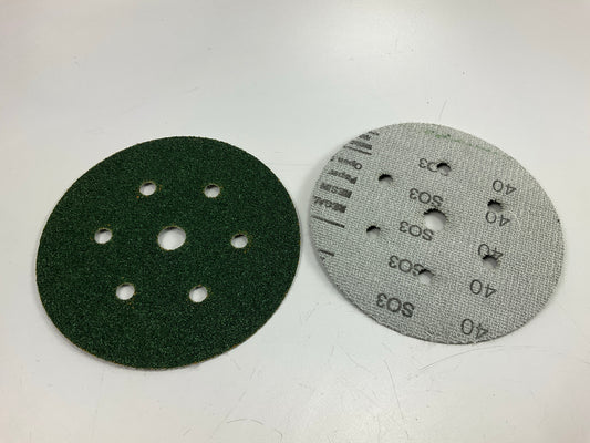 3M 00615 Green Corps Hookit 6'' Sanding Discs, Dust Free, 40E Grit, 25 Discs