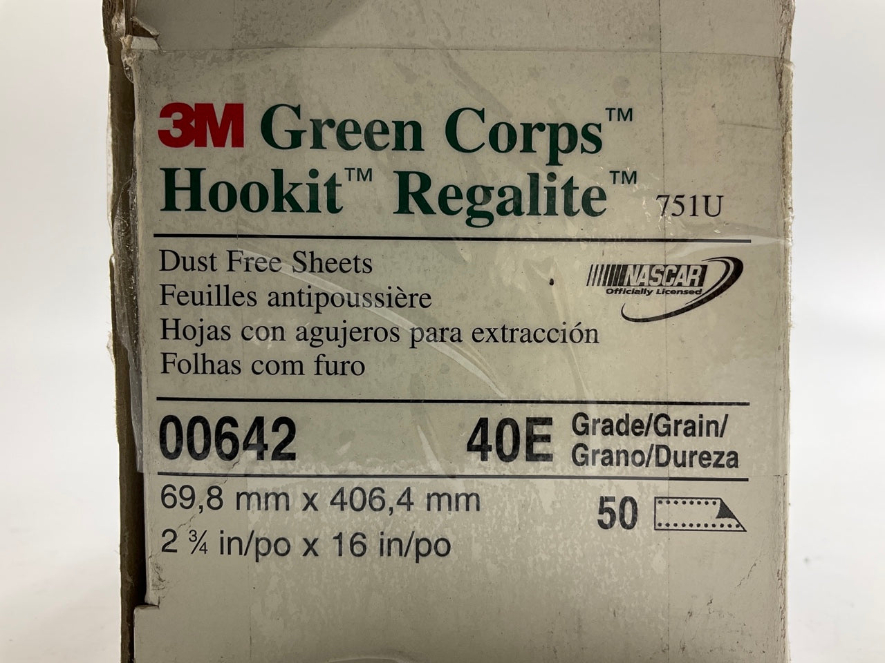 3M 00642 Green Corps Hookit 2-3/4'' X 16'' 40E Grit Regalite Dust-Free Sheet, 50pc