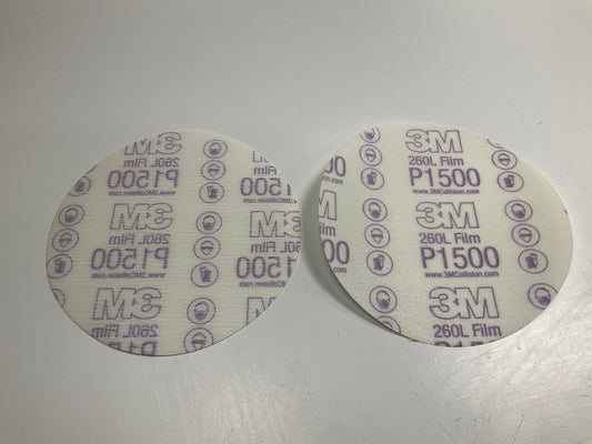 3M 01184 260L Series 6'' Abrasive Sanding Discs, 1500 Grit, 25 Discs / Box