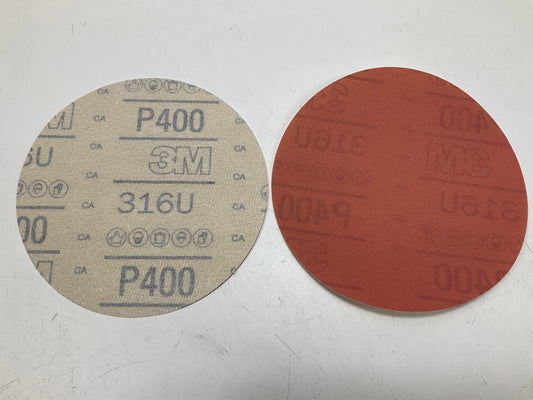 50 Discs - 3M 01218 Hookit Red 6'' P400 Grit Abrasive Sanding Discs