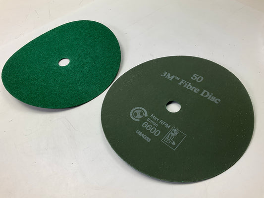 3M 01927 50 Grit Green Corps Fibre Disks - 12 Discs Total, As Shown