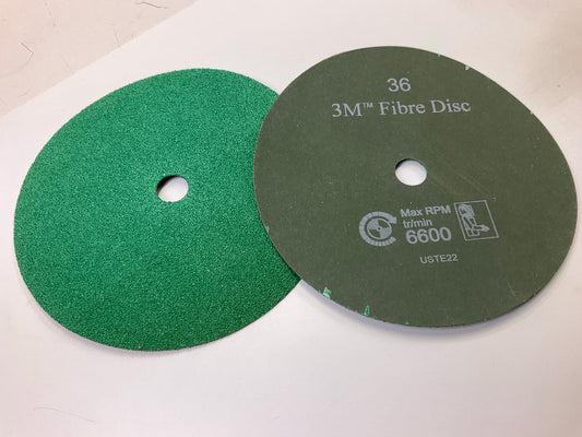 5 Discs - 3M 01928 Green Corps Fibre Sanding Disc, 9-1/8 In X 7/8'', 36 Grit