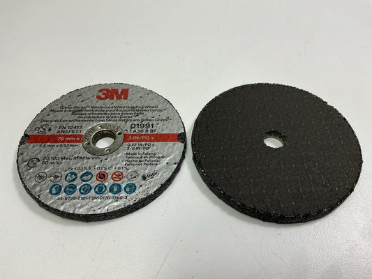 (4) 3M 01991 Green Corps Reinforced Weld Grinding Wheel 3'' X 0.22'' X 3/8''