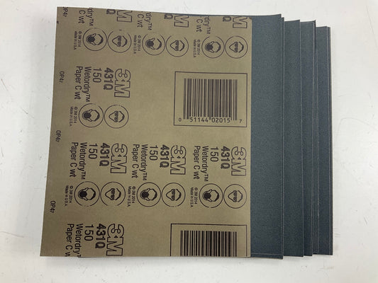 3M 02015 Wetordry 9'' X 11'' 150 Grit 431Q Sandpaper Sheets, Pack Of 50 Pcs