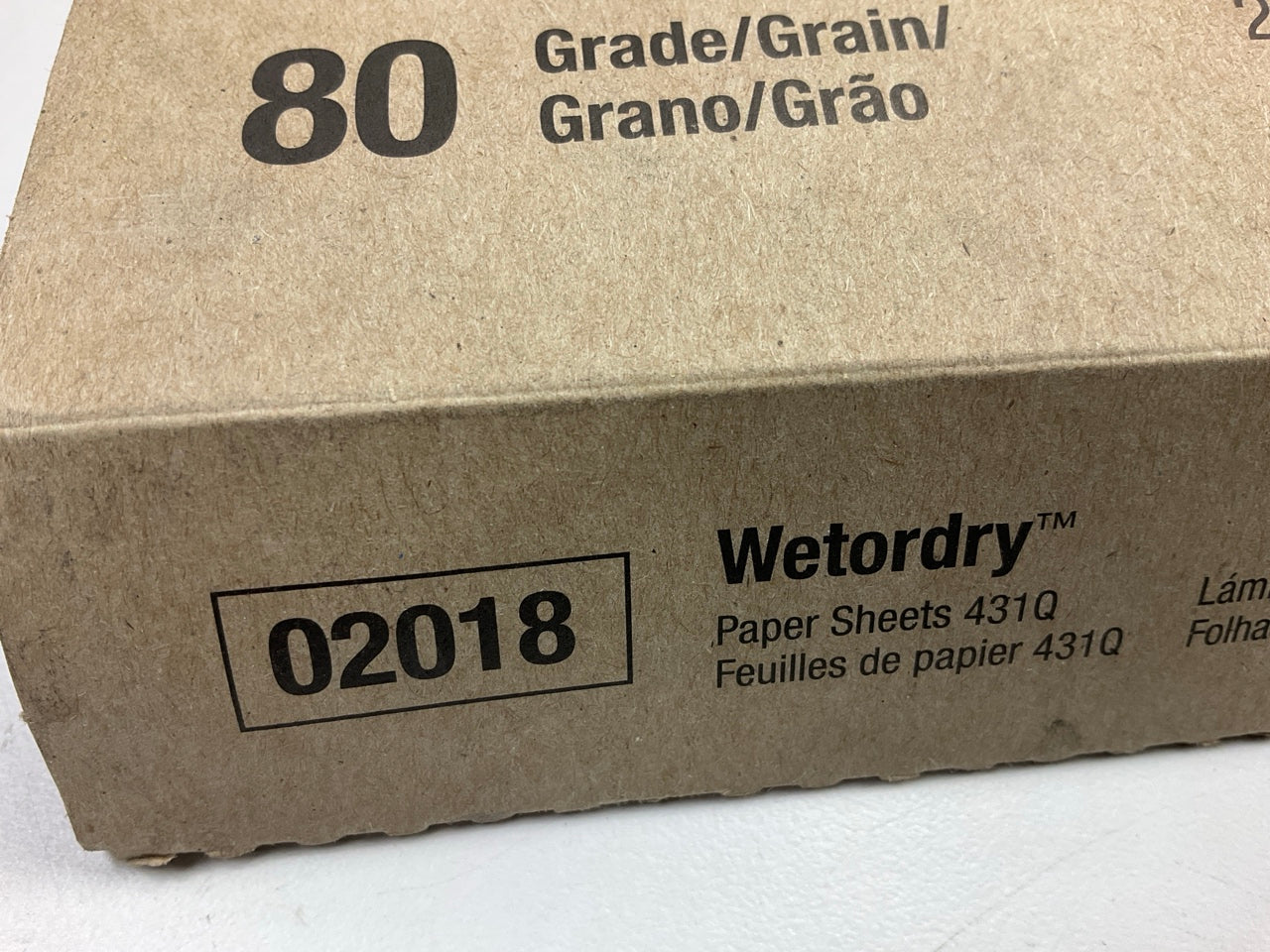 3M 02018 Wetordry 9''x11'' 80 Grit Sandpaper Sheets - 33 Sheets Total