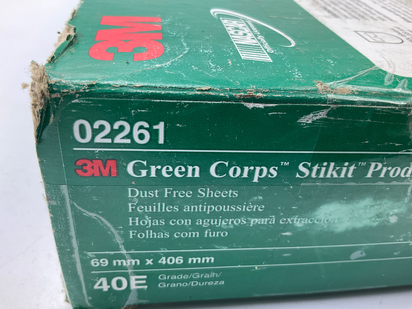 3M 02261 Green Corps Stikit 2-3/4''x16'' 40E Grit Dust-Free Sandpaper Sheet, 100pc