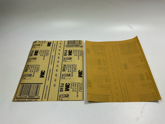 3M 02543 Gold Abrasive Sandpaper Sheet, P240 240 Grit, 9'' X 11'', 50 Sheets