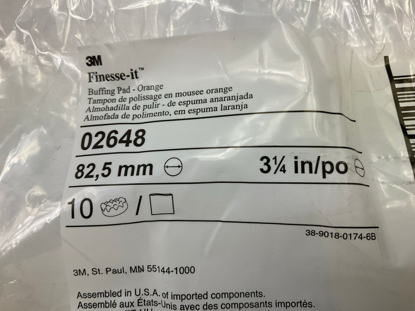 3M 02648 Finesse-it Orange Buffing Pad - 3-1/4 '' - Hook-and-Loop - QTY 10