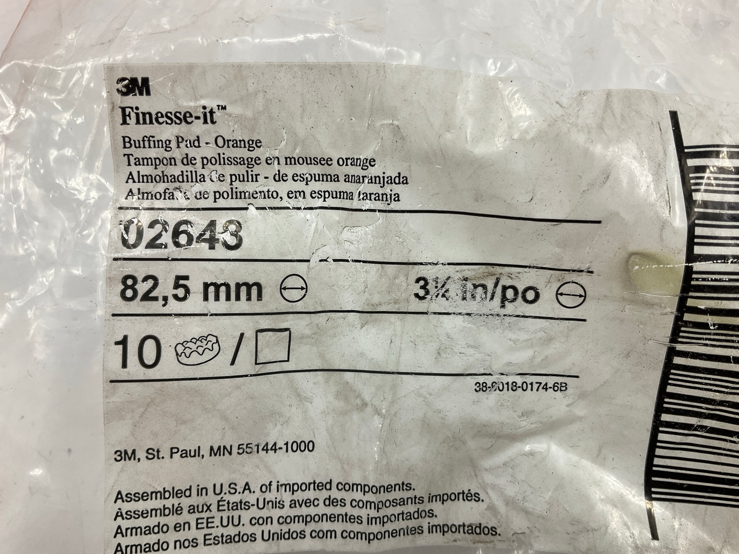 3M 02648 Finesse-it Orange Buffing Pad - 3-1/4 '' - Hook-and-Loop - QTY 8 Pads