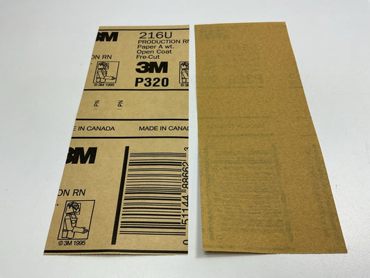 3M 03037 320 Grit Sandpaper Sheets , 3-2/3'' X 9'', 6 Sheets / Pack