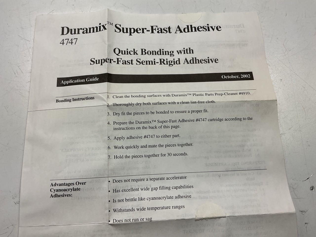 3M 04847 Duramix 04747 Super-Fast 50ml Adhesive Kit W 4991 50cc Manual Dispenser
