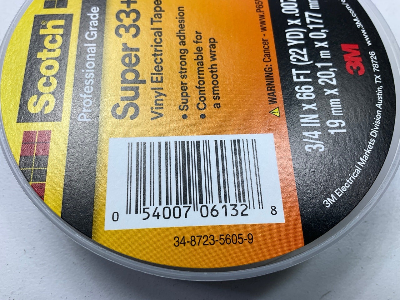 3M 06132 Scotch Vinyl Electrical Tape 3/4 Inch By 66 Foot Black (19 Mm X 20,1 M)
