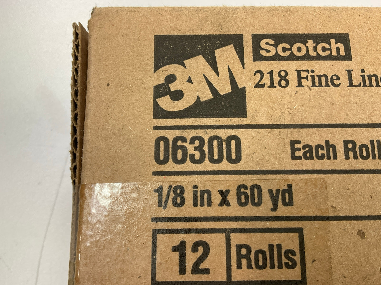 (12) Rolls - 3M 06300 Scotch 218 Fine Line Masking Tape 1/8 In X 60 Yard