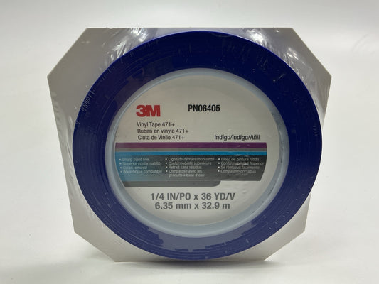 3M 06405 Scotch Plastic Tape 471, Blue, 1/4'' X 36 Yard - Pack Of (12) Rolls