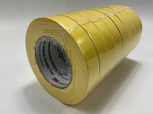 (12) ROLLS, 3M 06653 (24 Mm X 55 M) 1'' Automotive Refinish Masking Tape Yellow