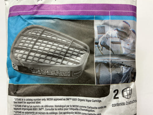 3M 07046 Organic Vapor Filter Cartridge 6001 - 2 Pack (as Shown) Exp. 08-2028