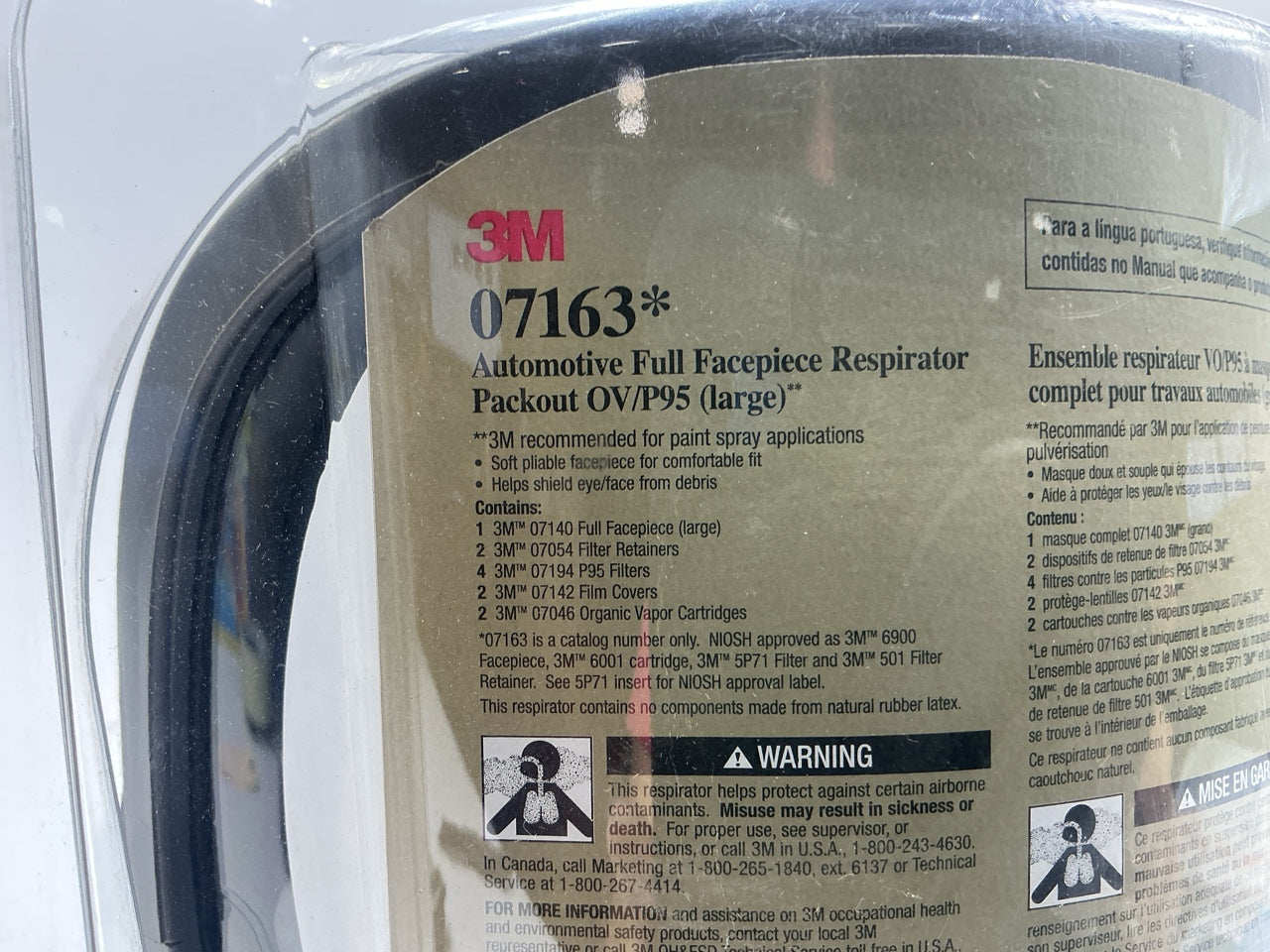 3M 07163 Full Facepiece Respirator Packout Organic Vapor P95, Large EXP 07/2026