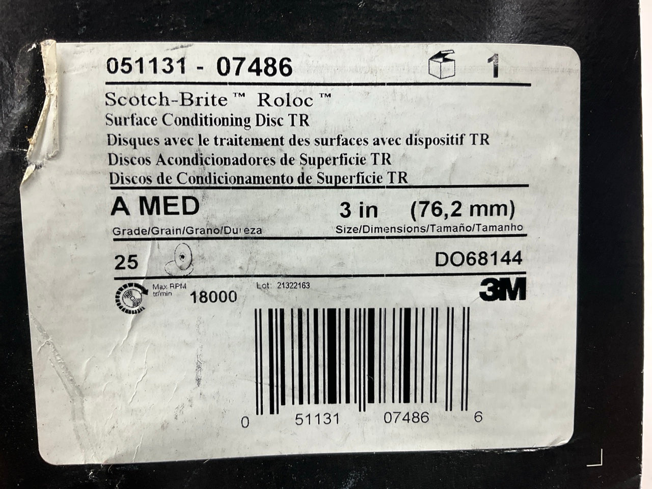 23 Discs - 3M 07486 Scotch-Brite Roloc Surface Prep Disc, Medium Grit, 3''