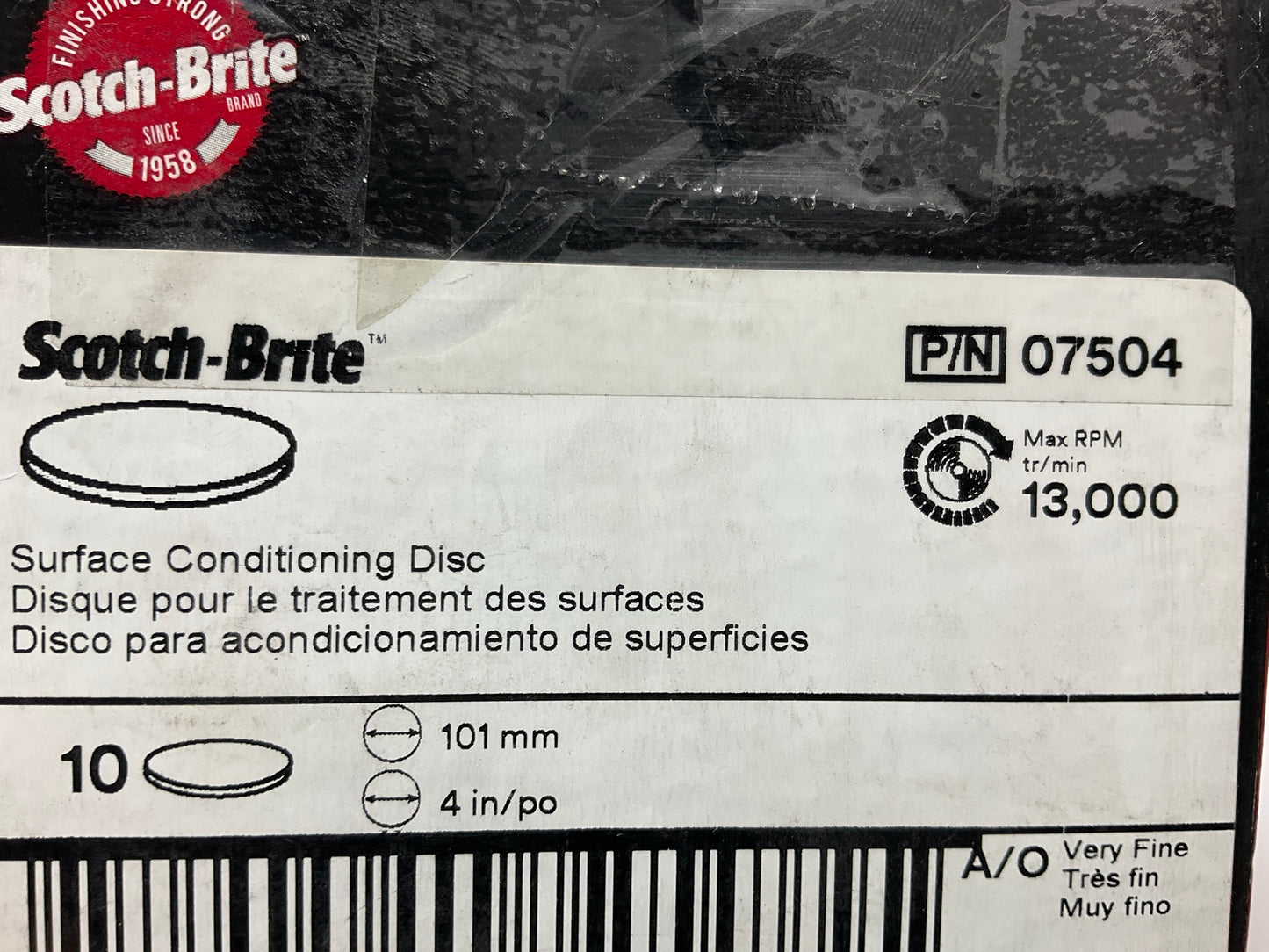 10 Discs - 3M 07504 Scotch-Brite Surface Conditioning Discs 4'' Very Fine