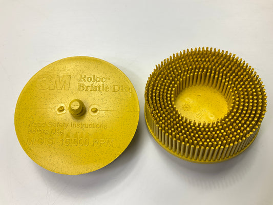 3M 07527 Yellow 3'' Inch Scotch-Brite Roloc Bristle Disc - 80 Grit - 10 / Pack