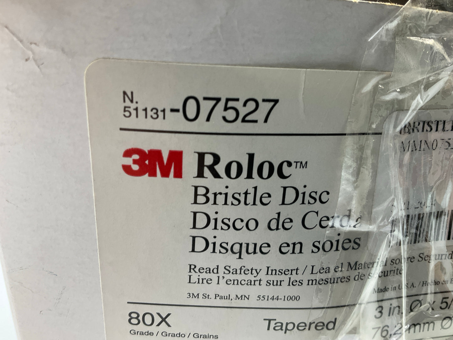 3M 07527 Yellow 3'' Inch Scotch-Brite Roloc Bristle Disc - 80 Grit - 9 / Pack