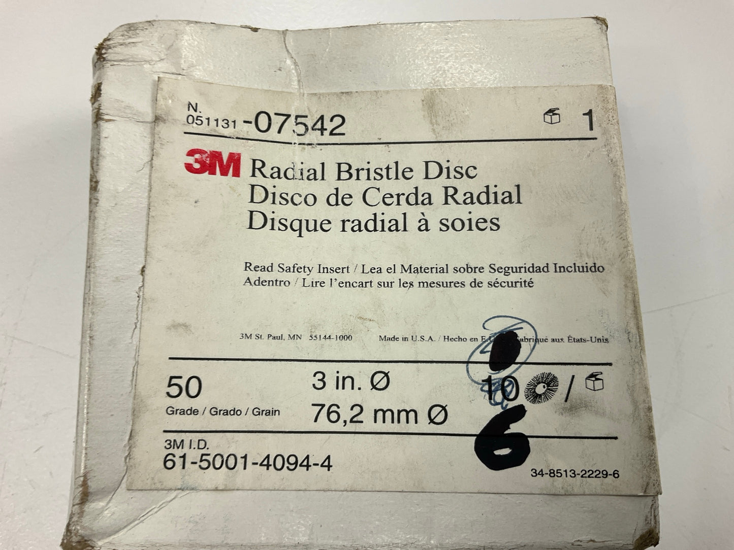 3M 07542 Radial Bristle Discs 3'' 50 Grit, Box Of 6 Discs