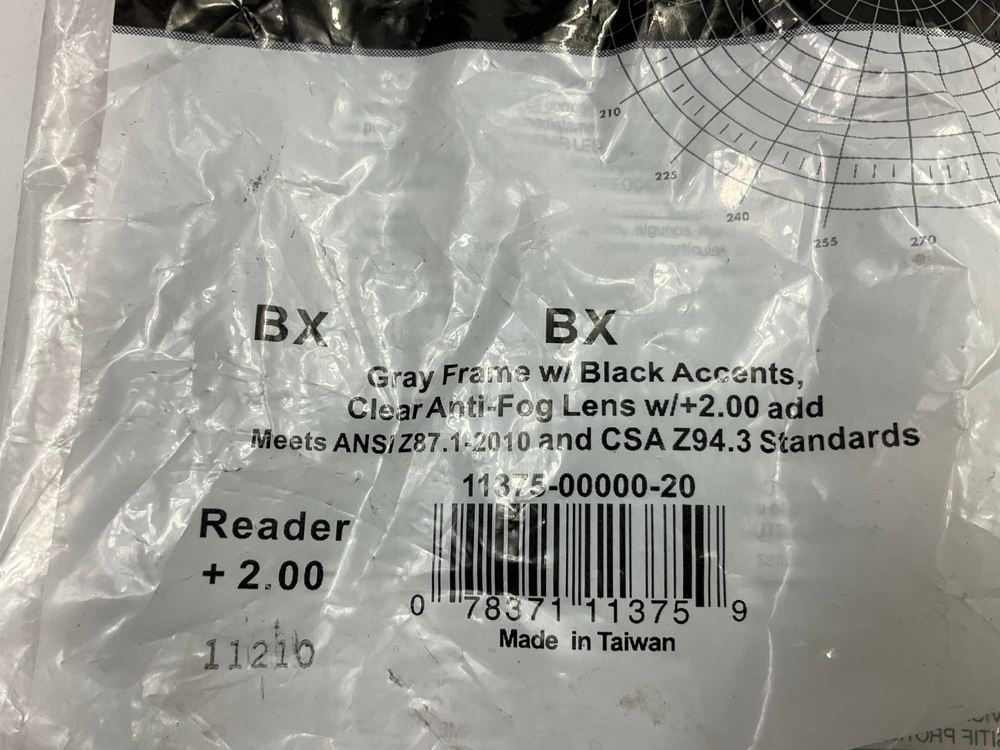 3M 11375 BX Reader Protective Eyewear, Clear Lens, Silver Frame, +2.0 Diopter