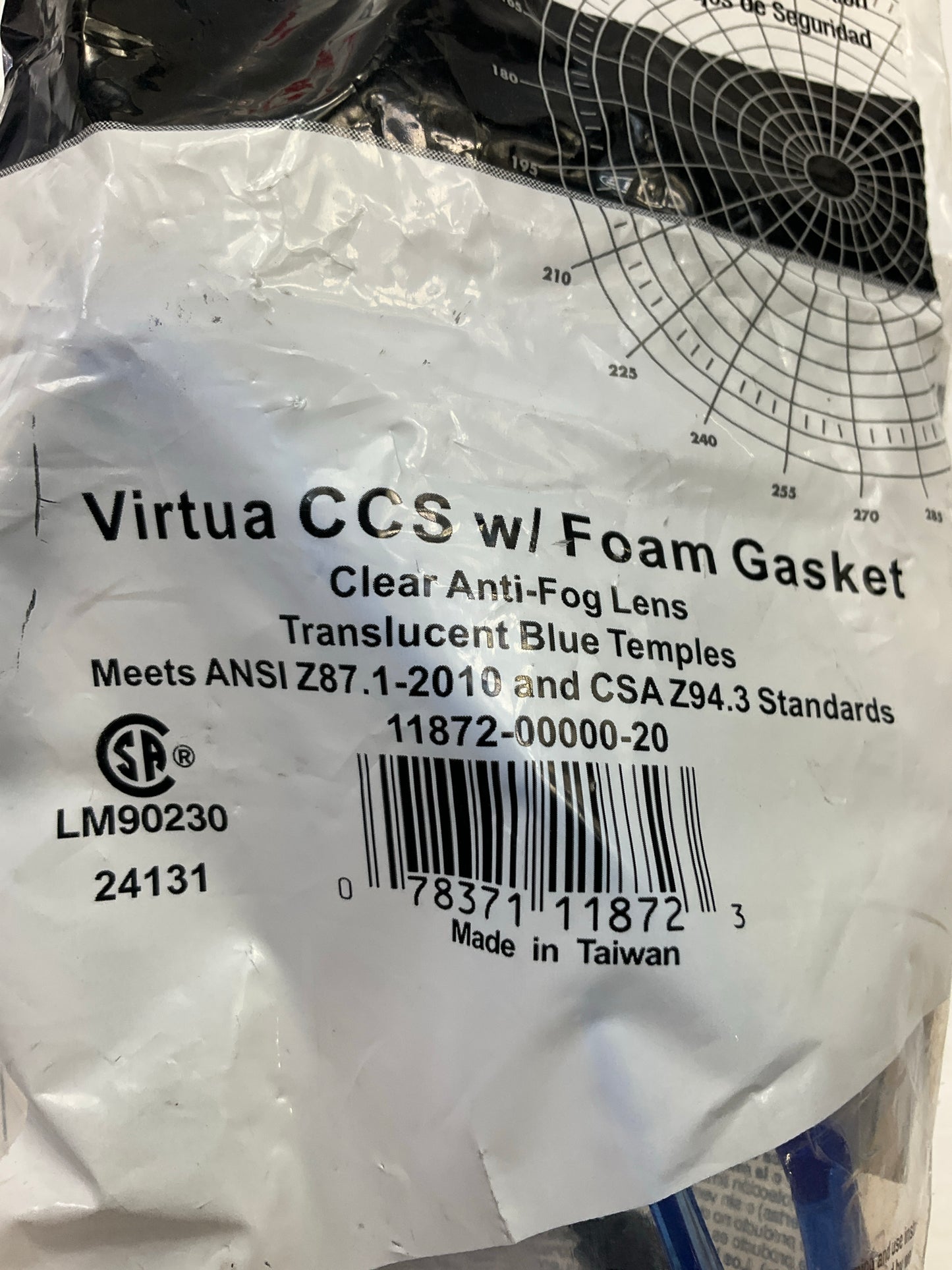 3M Virtua CCS Safety Glasses 11872-00000-20, Foam Gasket, Clear Anti Fog Lens