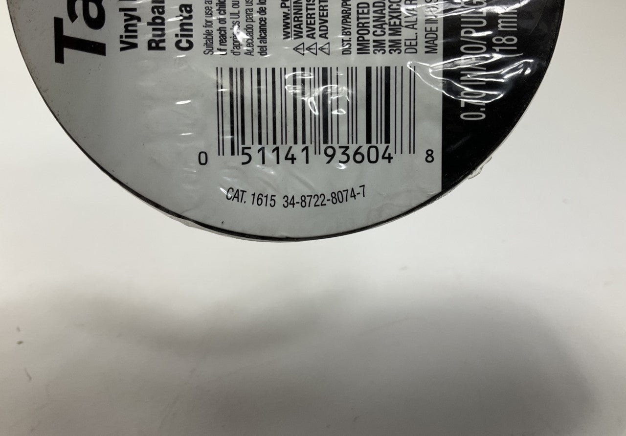3M 1615 Tartan Vinyl Electrical Tape, 0.70'' X 60' FEET