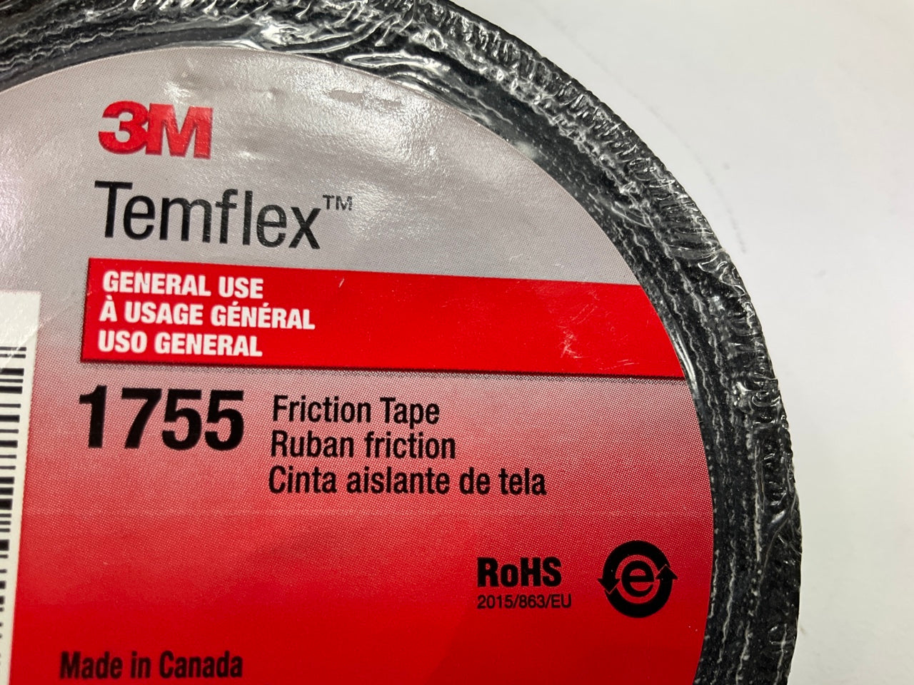 3M Temflex 1755 Friction Tape Black 3/4'' X 60 Feet, 1 Roll