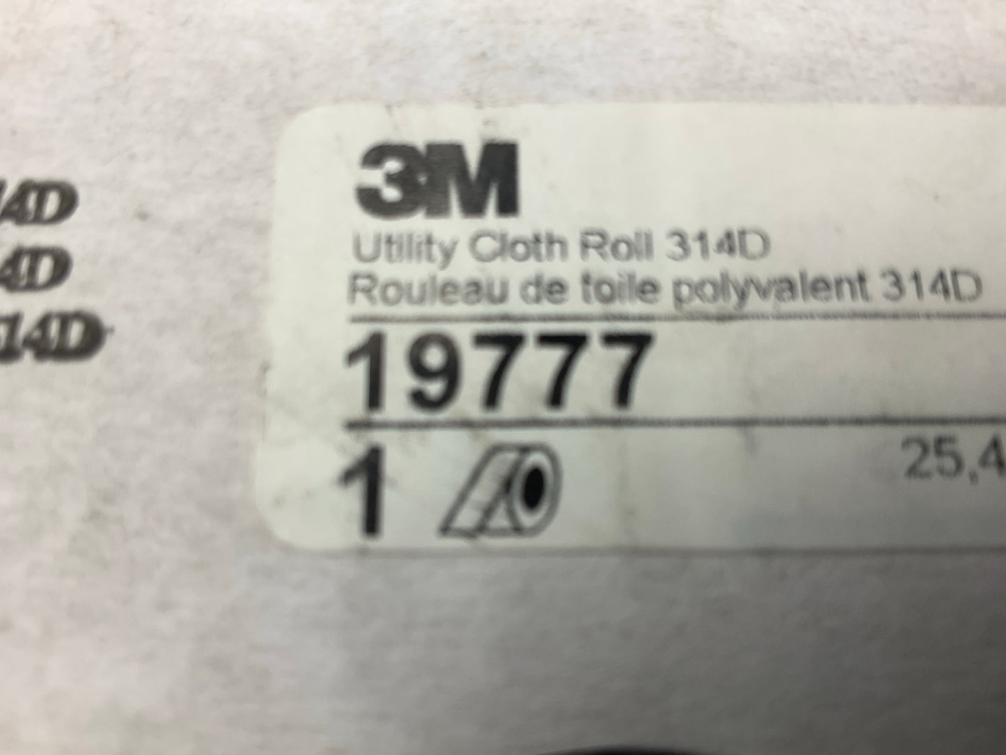 3M 19777 Utility Cloth Sanding Roll 314D, P320 320 Grit J-weight, 1 In X 20 Yd