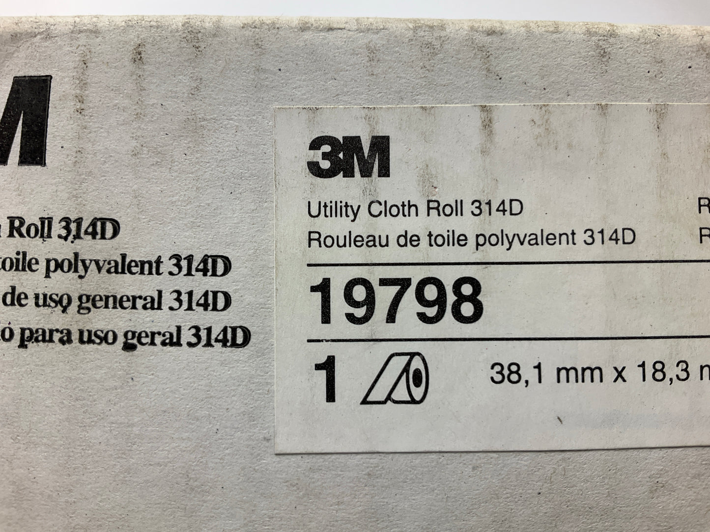 3M 19798 Utility Cloth Sanding Abrasive Roll 314D P180 J-weight 1-1/2'' X 20 Yard
