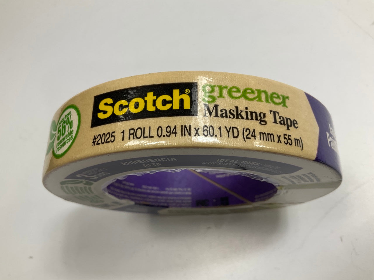 3M 2025 Scotch Greener Masking Tape, 1 Roll Of 0.94'' X 60 Yards