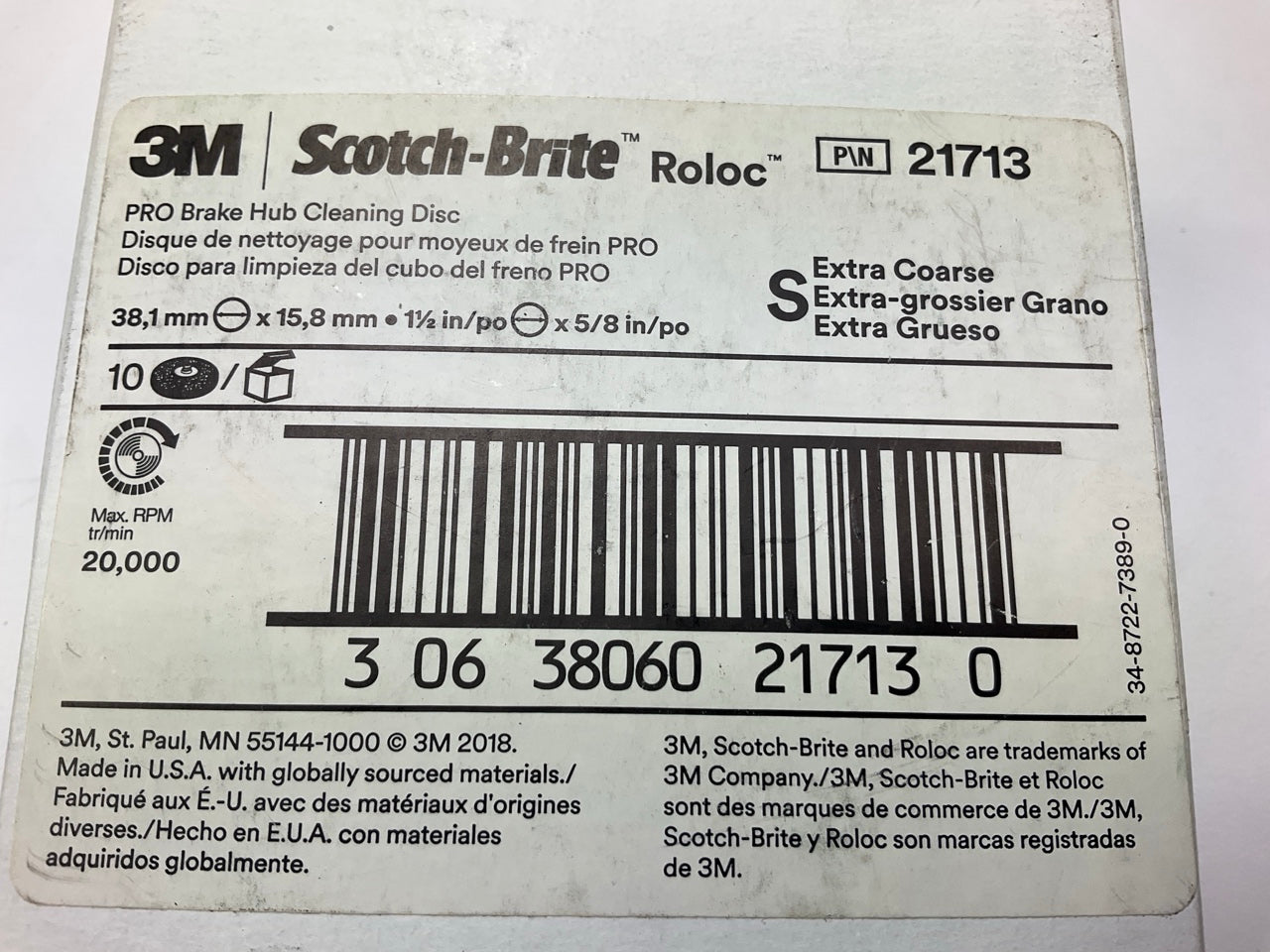 (9) 3M 21713 Scotch-brite Roloc Pro Brake Hub Cleaning Discs, 1-1/2'' X 5/8''