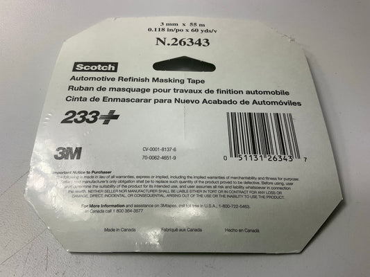 3M 26343 Scotch Performance Masking Tape 233+ 1 Roll 3mm X 55m, Green