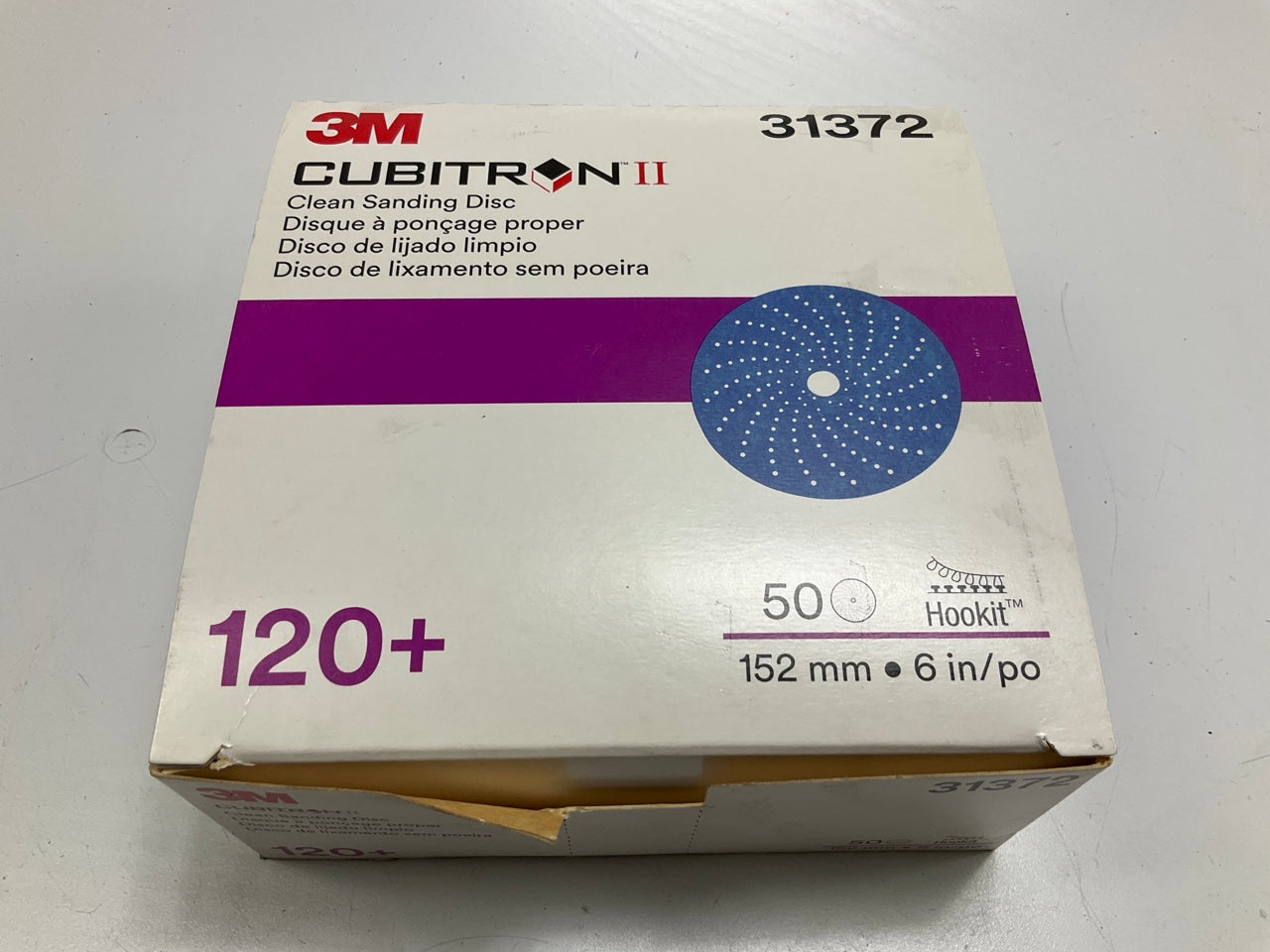 3M 31372 Cubitron II Clean Hookit Sanding Disc 6 Inch, 120+ Grit (50 Discs)