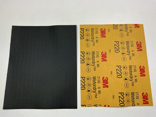 3M 32043 Wetordry 9''X11'' Sandpaper Sheets, 220 Grit, 25 Sheets Total