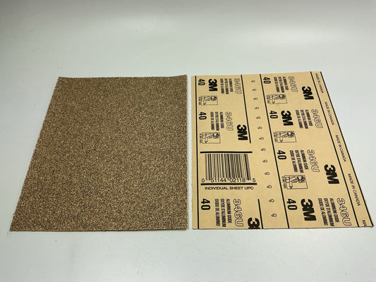 Pack Of (5) Sheets - 3M 32118 Sandpaper Sheets, 9 In X 11 In. 40 Grit