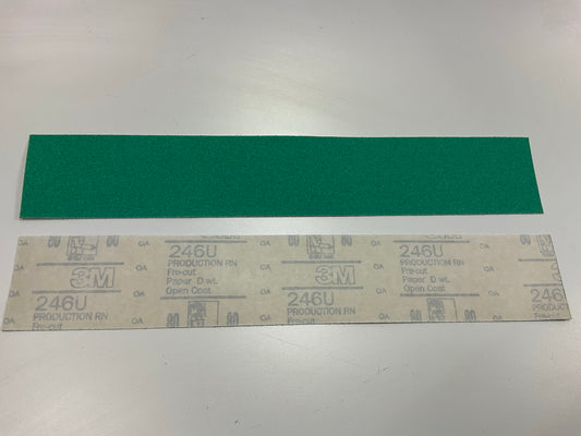 3M 32230 Green Corps File Sheets, 80 Grit, 2-3/4 In X 16 1/2 In, 25 Sheets Total