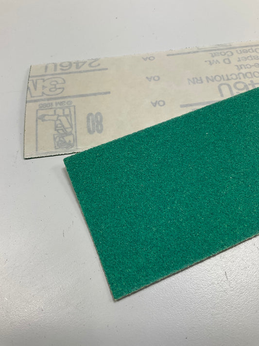 3M Green Corps File Sheets, 32230, 80 Grit, 2-3/4 In X 16 1/2 In, 5 Sheets