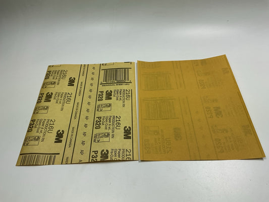 3M 32541 Aluminum Oxide 320 Grit 9''x11'' Sandpaper Sheets, Pack Of 5 Sheets