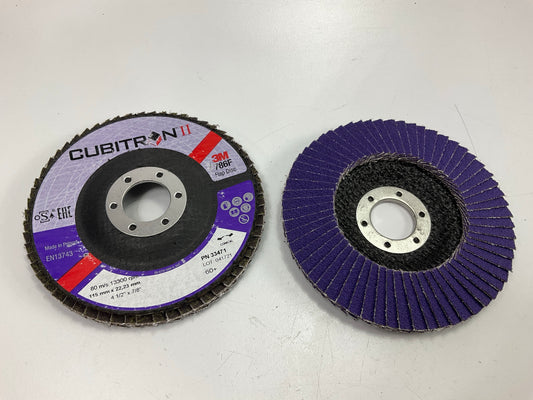 3M 33471 4.5'' 60 Grit Cubitron Flap Disc - Purple, 2 Discs Total