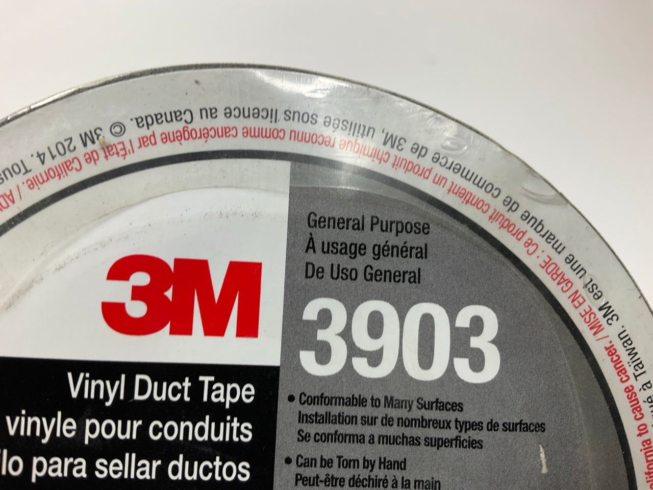 (5) 3m 3903 Vinyl Duct Tape Roll - Gray - 2'' X 50 YD
