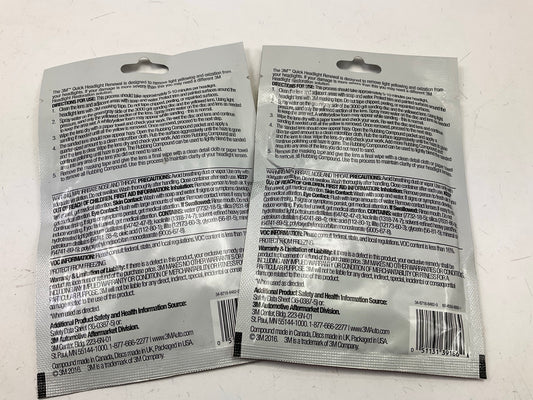 (2) 3M 39186 Quick Headlight Renewal, Remove Light Haziness And Yellowing