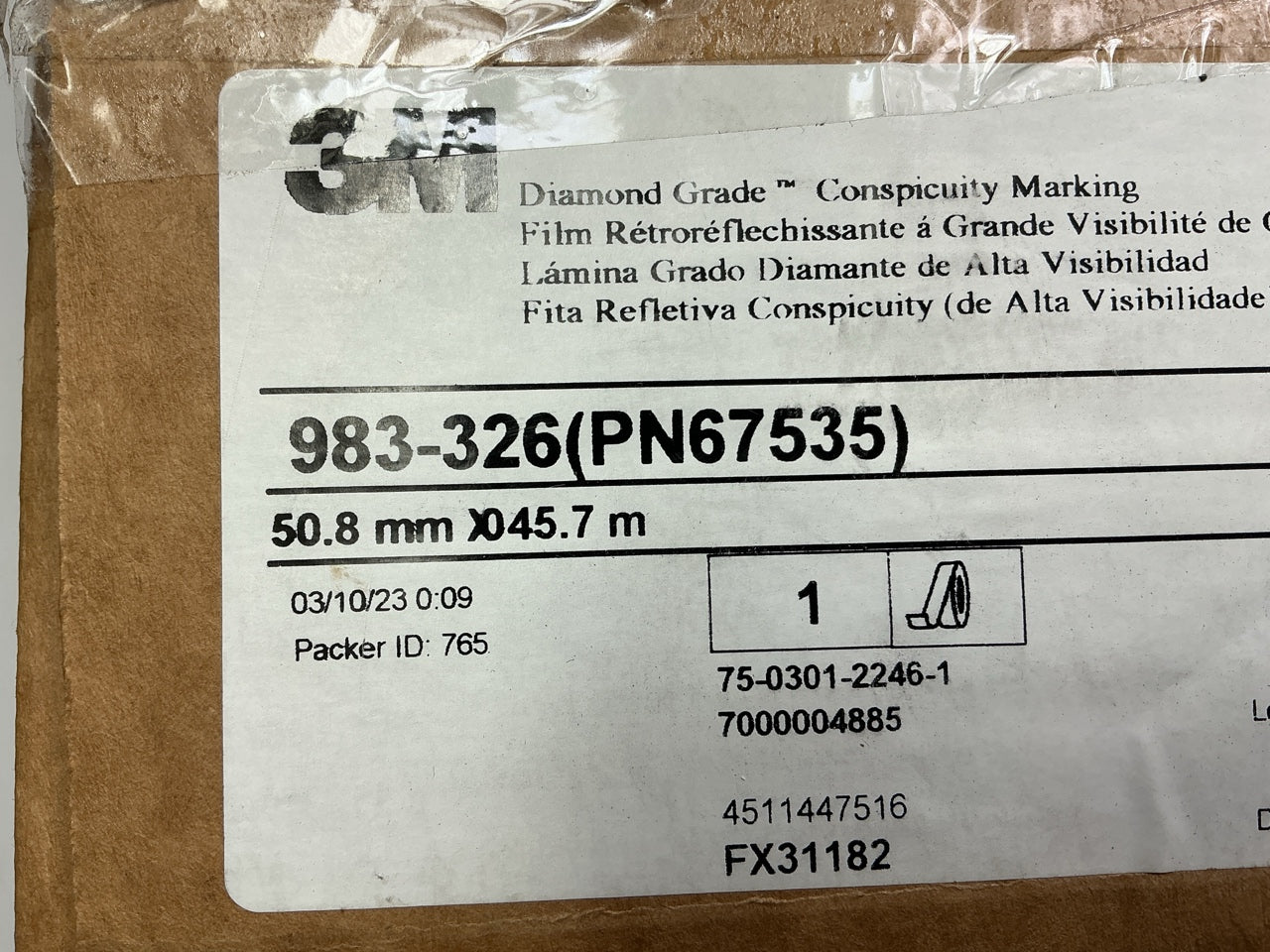 3M 67535 Diamond Grade Conspicuity Red/White Reflective Tape, 2'' X 150 Feet