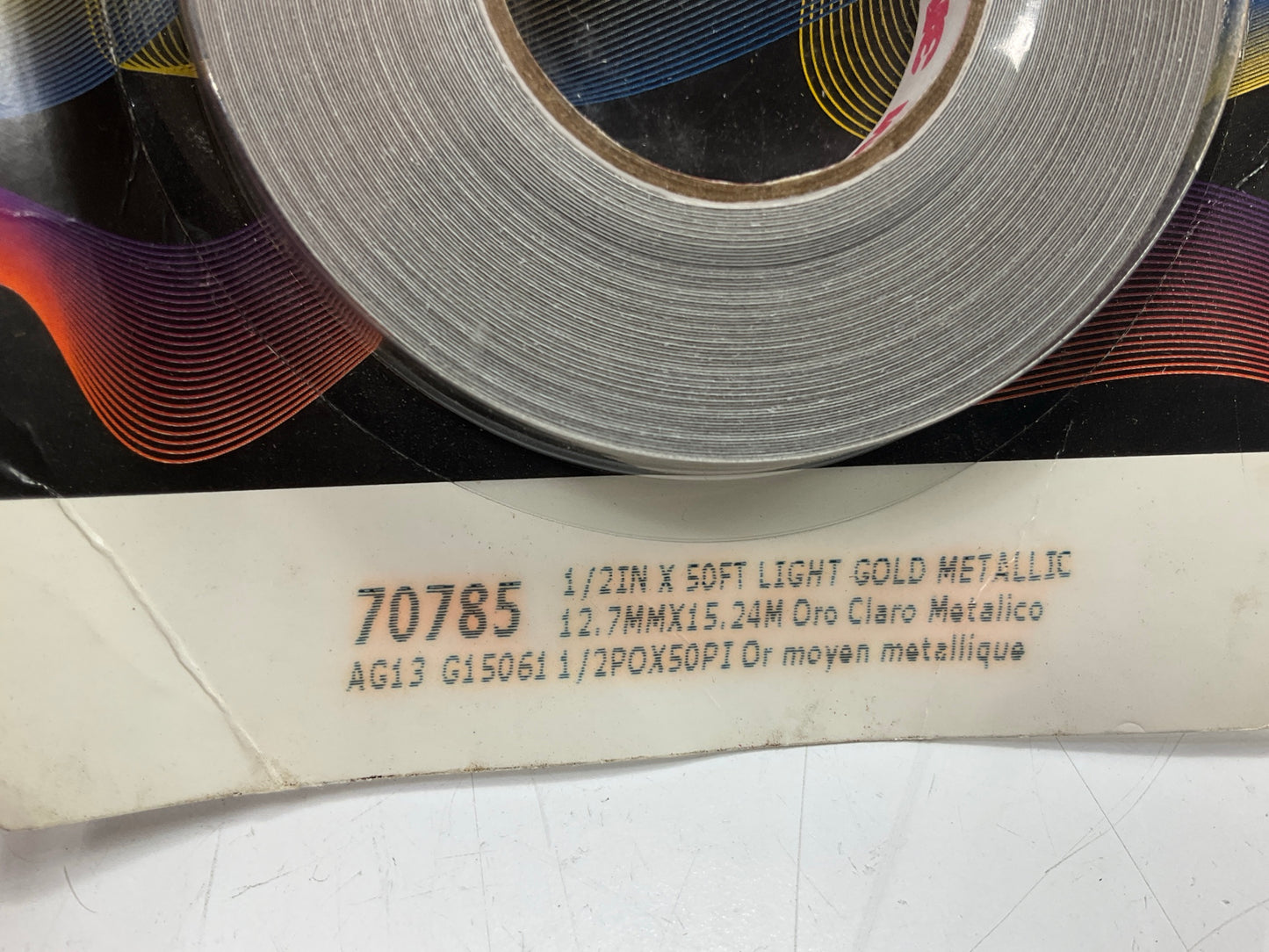 3M 70785 Pinstripe Auto Stripe Striping Tape, 1/2''X50' Light Gold Metallic