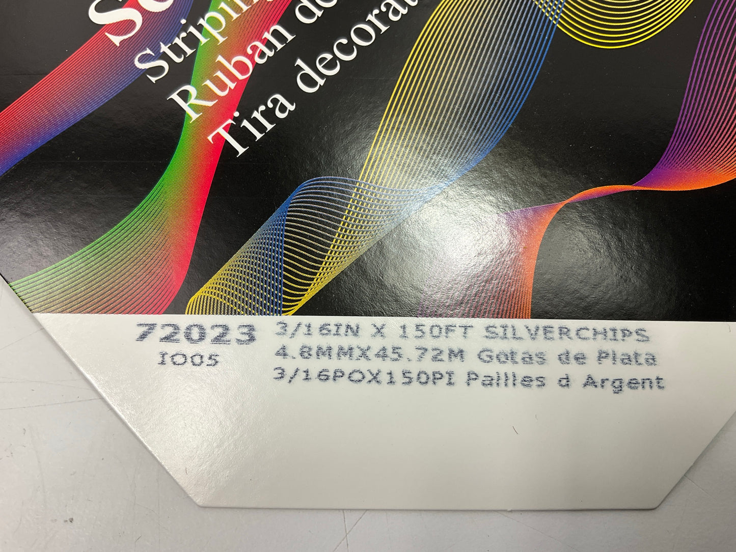 3M 72023 Pinstripe Striping Tape, 3/16'' X 150' SilverChips