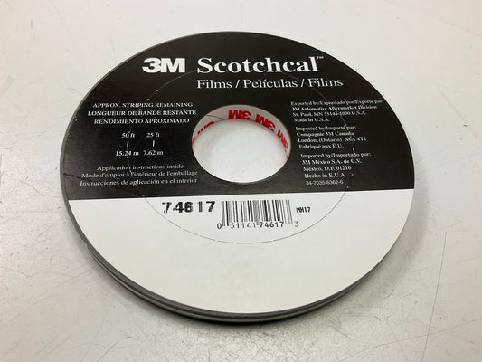 3M 74617 Scotchcal 5/16''x150' Silver Metallic / Charcoal Metallic Striping Tape