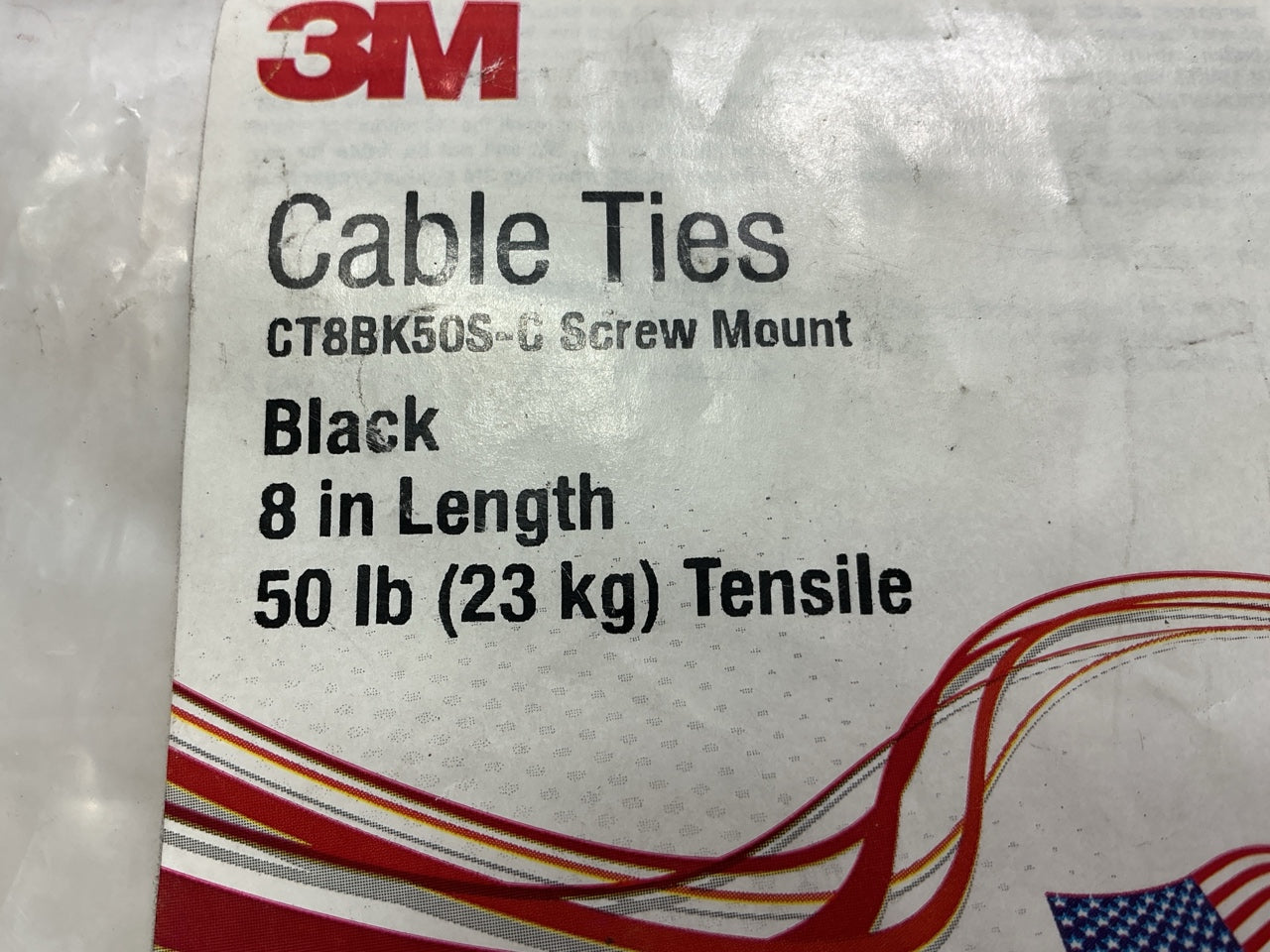 3M CT8BK50S-C Screw Mount 8'' Long, 50 Lb Cable Ties, 100 / Pack