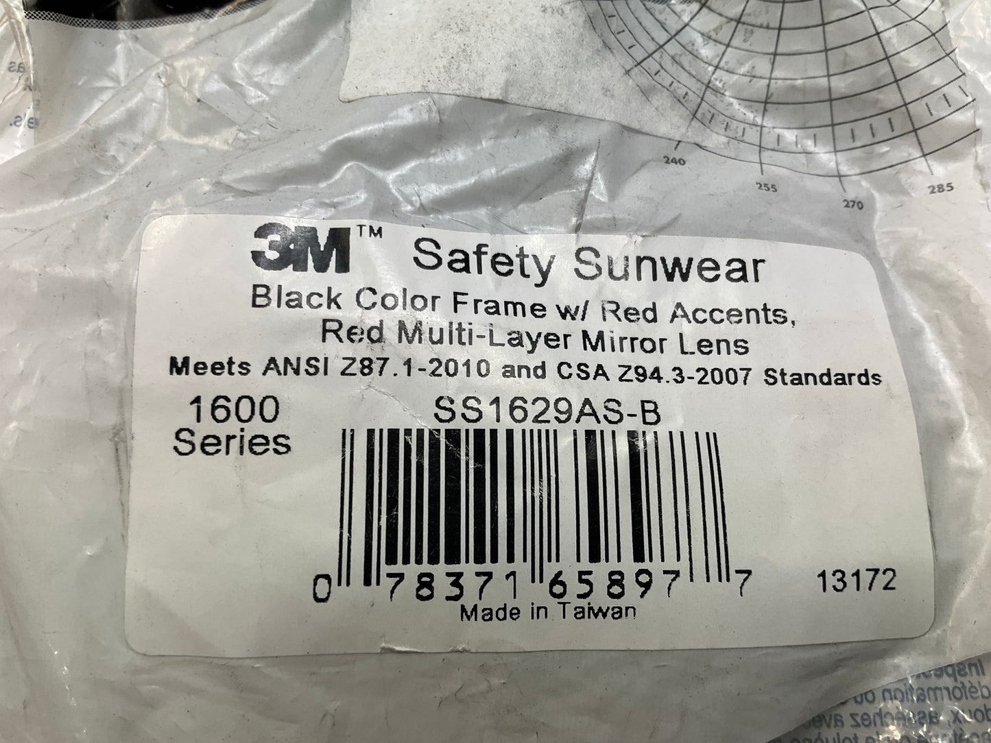 3M SS1629AS-B Safety Glasses Sunglasses Sunwear With Black Frame And Red Lens